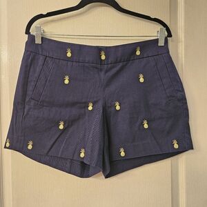 J. Crew j crew women's size 8 pull on elastic waist pineapple embroidered shorts